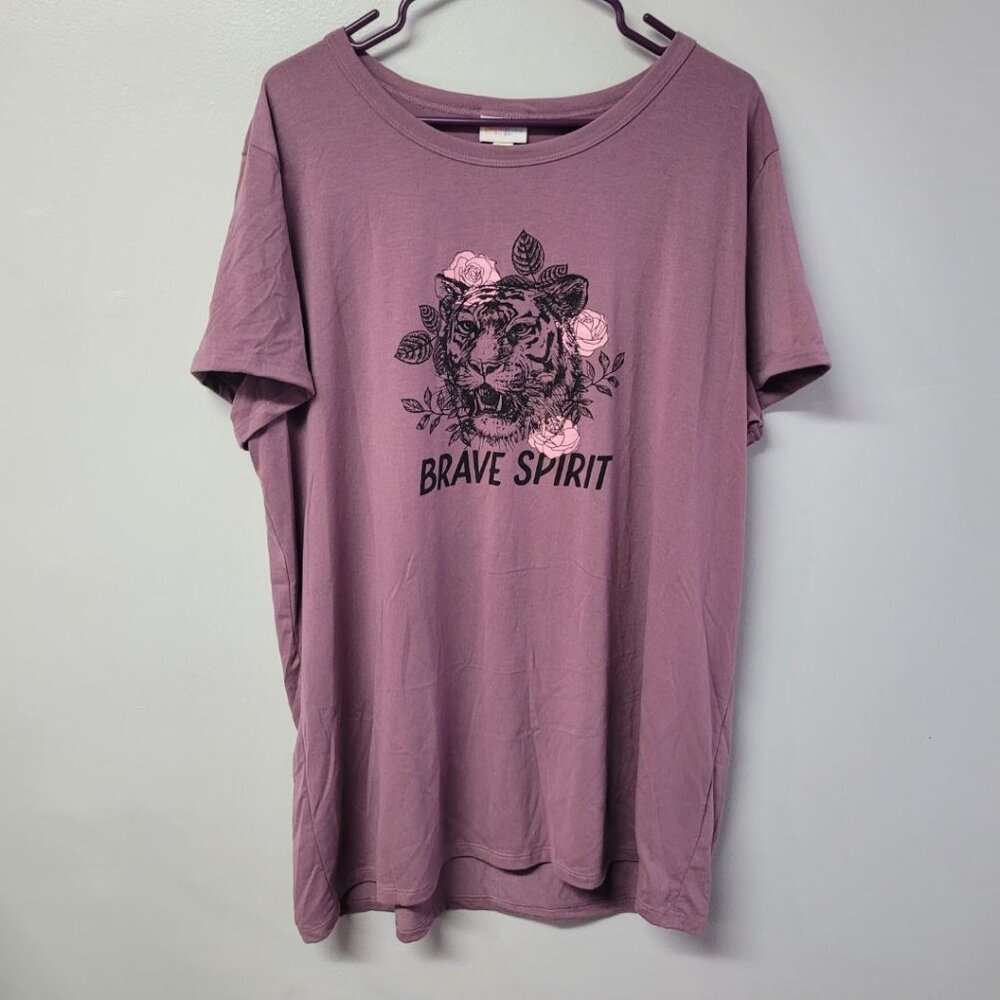Lularoe Tee Shirt‎ Top Tiger Roses Pink Womens Plus 3XL Basic Classic Casual